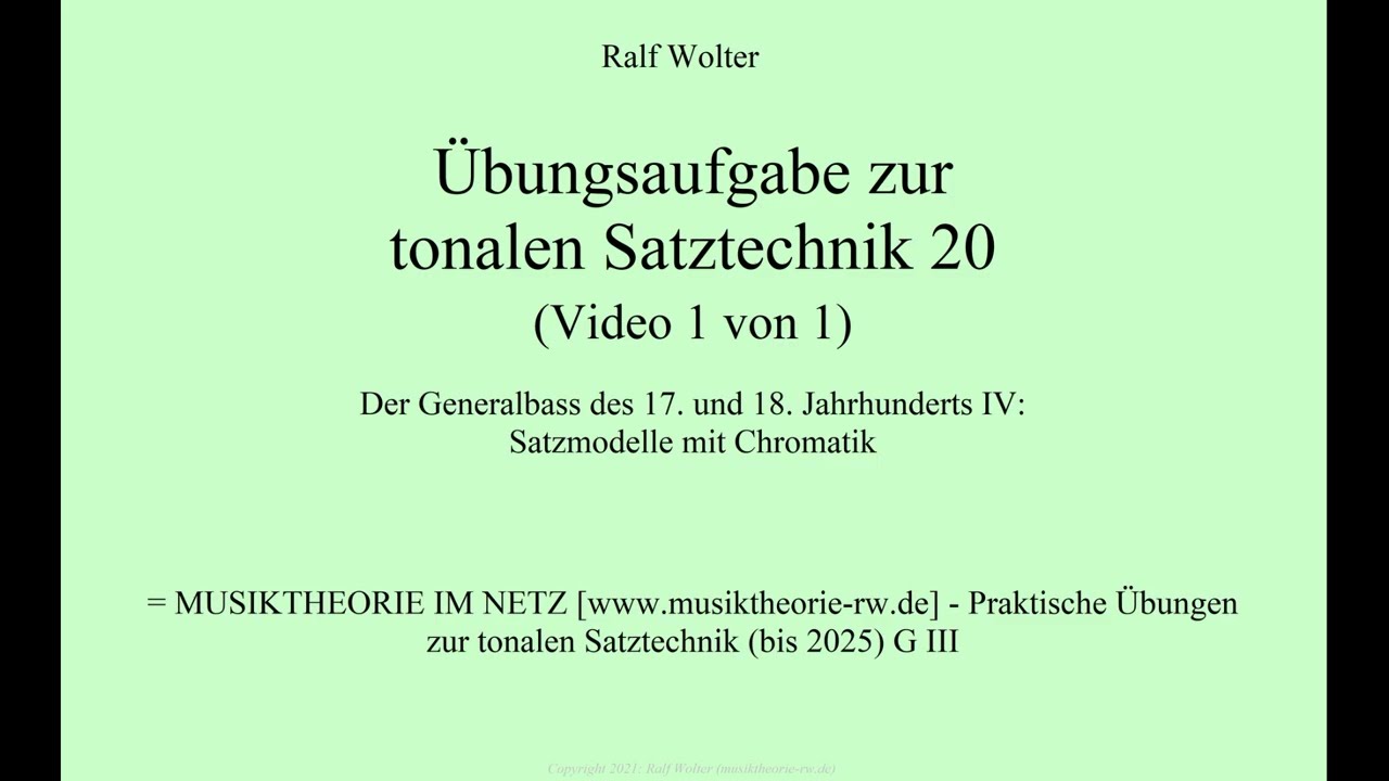 Übungsaufgabe zur tonalen Harmonik 20 (Video 1 von 1)