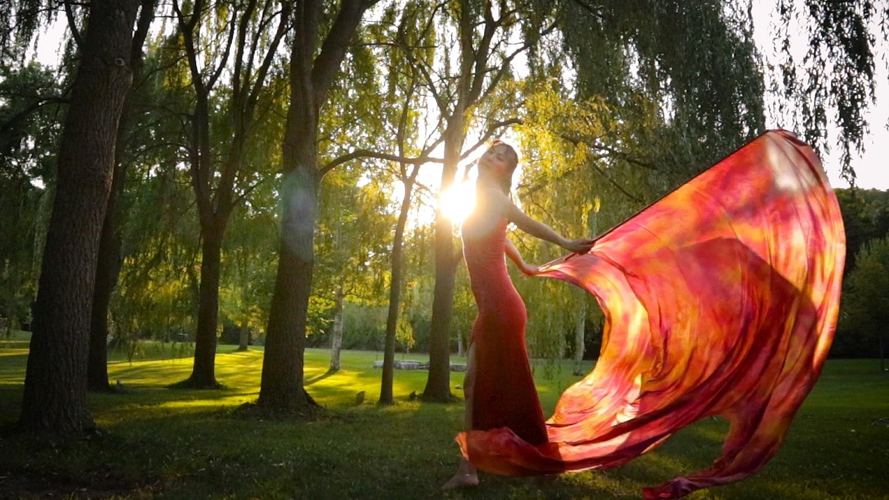 Red Worship Flag Flow Dance with Willows- Free