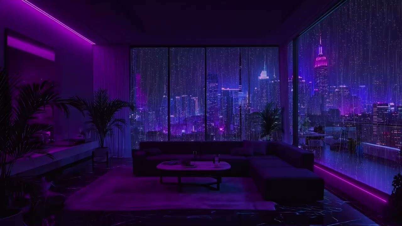 Shibuya Night Rain Escape – Lofi Ambience in a Purple Penthouse with Tokyo City Lights