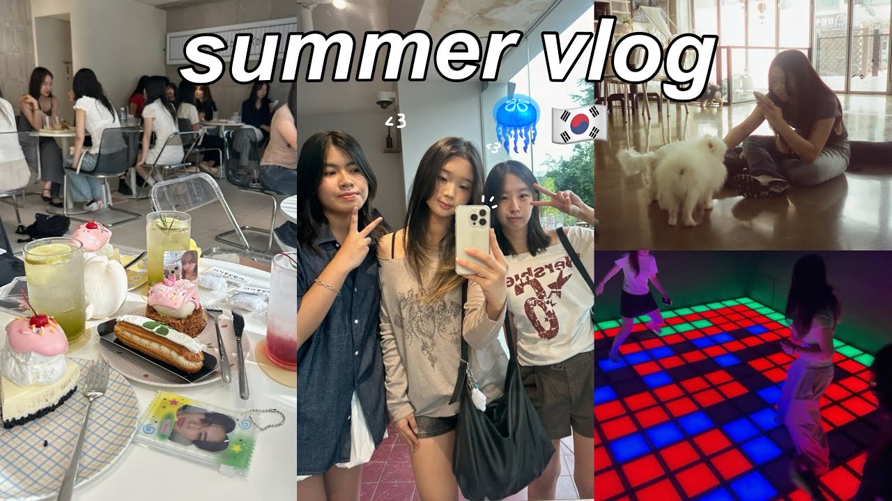 vlog c amgs ᯓ★: dog cafe, han river, rainy days, good food, karaoke, coffeeshops fofos, slime etc