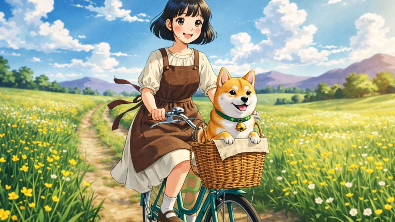 A Peaceful Prairie Holiday in Ghibli Style | Solo Girl, Nature & Cute Dog
