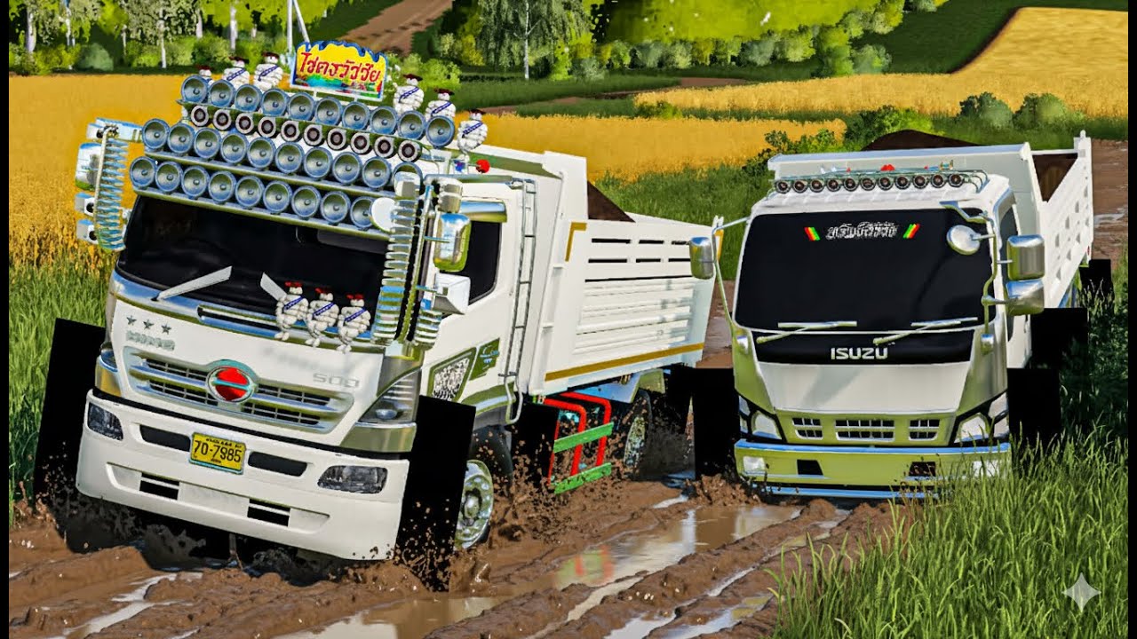 6ล้อดั้มเมก้าขนดินมาถมคลองลุยทางโหดรถติดหล่ม FARMING SIMULATOR 19