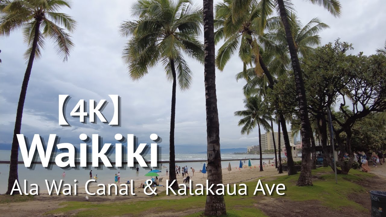 【4K】Waikiki walk before the THUNDERSTORM! Ala Wai Canal + Kalakaua Ave (January 2, 2022)