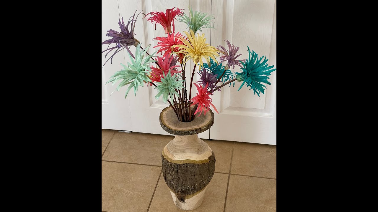 Woodturning | Valentine Flowers and Vase - Dyed Gypsy Flower and Rustic Turned Vase