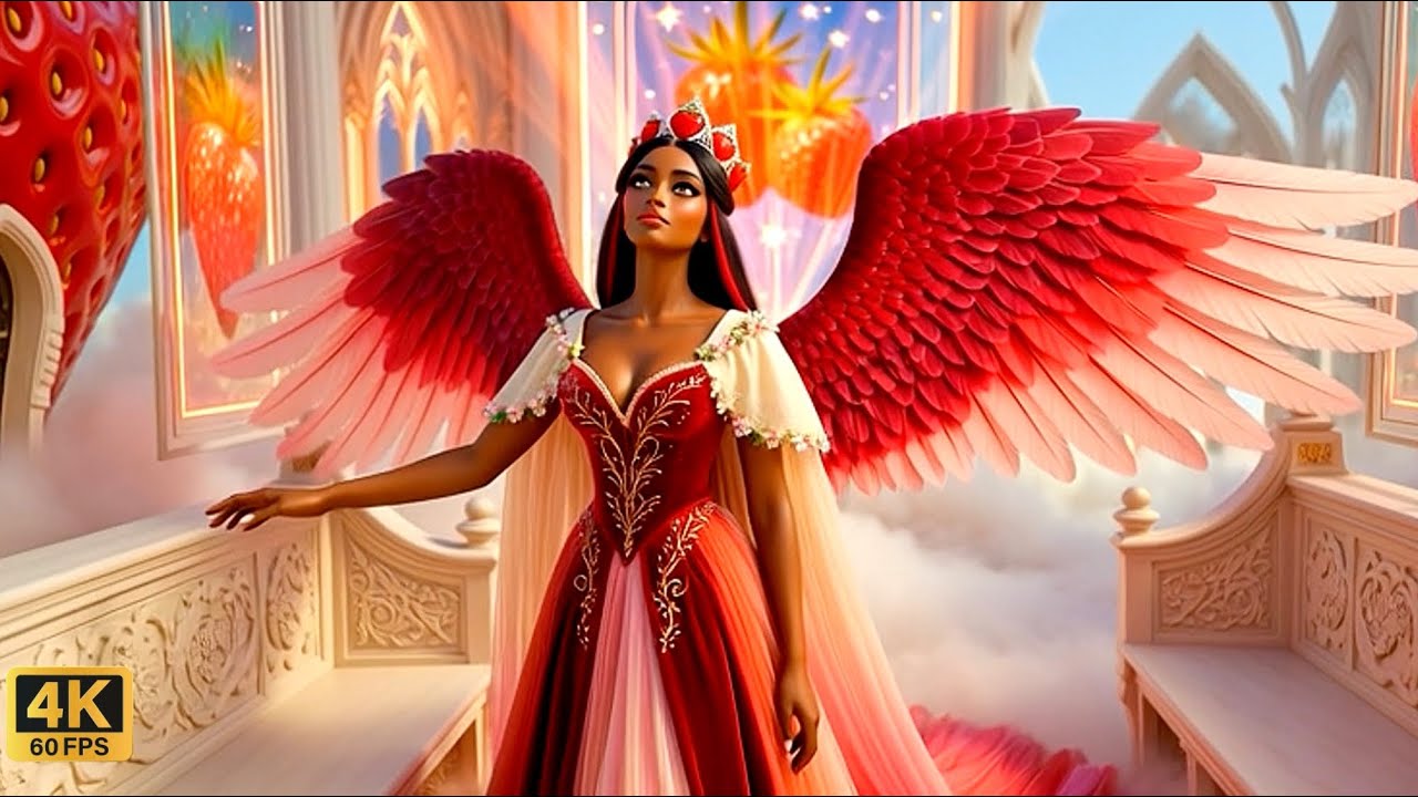 Dreamlike Celestial Strawberry Palaces & Their Winged Queens | Fantasy Relaxing 4K Video