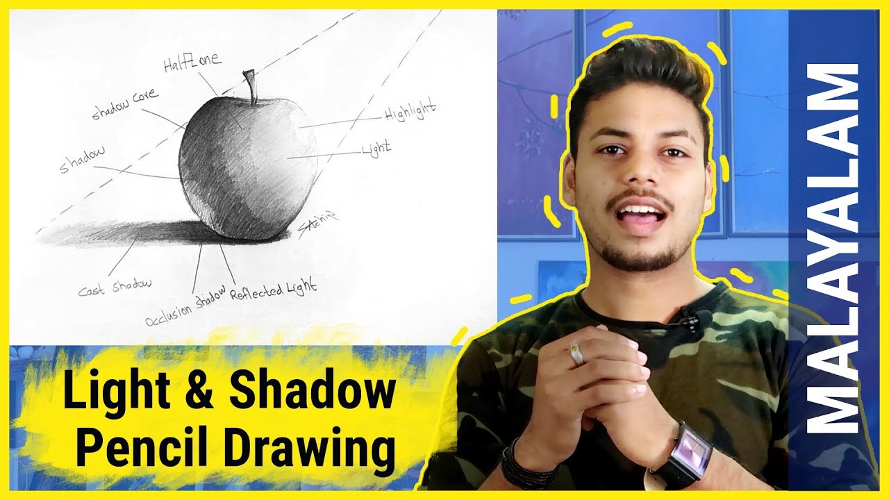 Light & Shadow in Pencil Drawing | Malayalam Tutorial #3