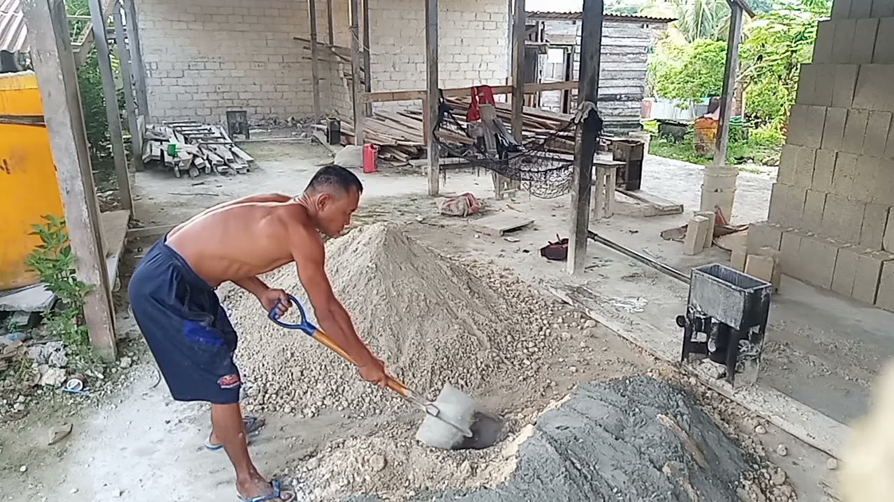 Proses catak batu tela sampai pinggangnya melengkung