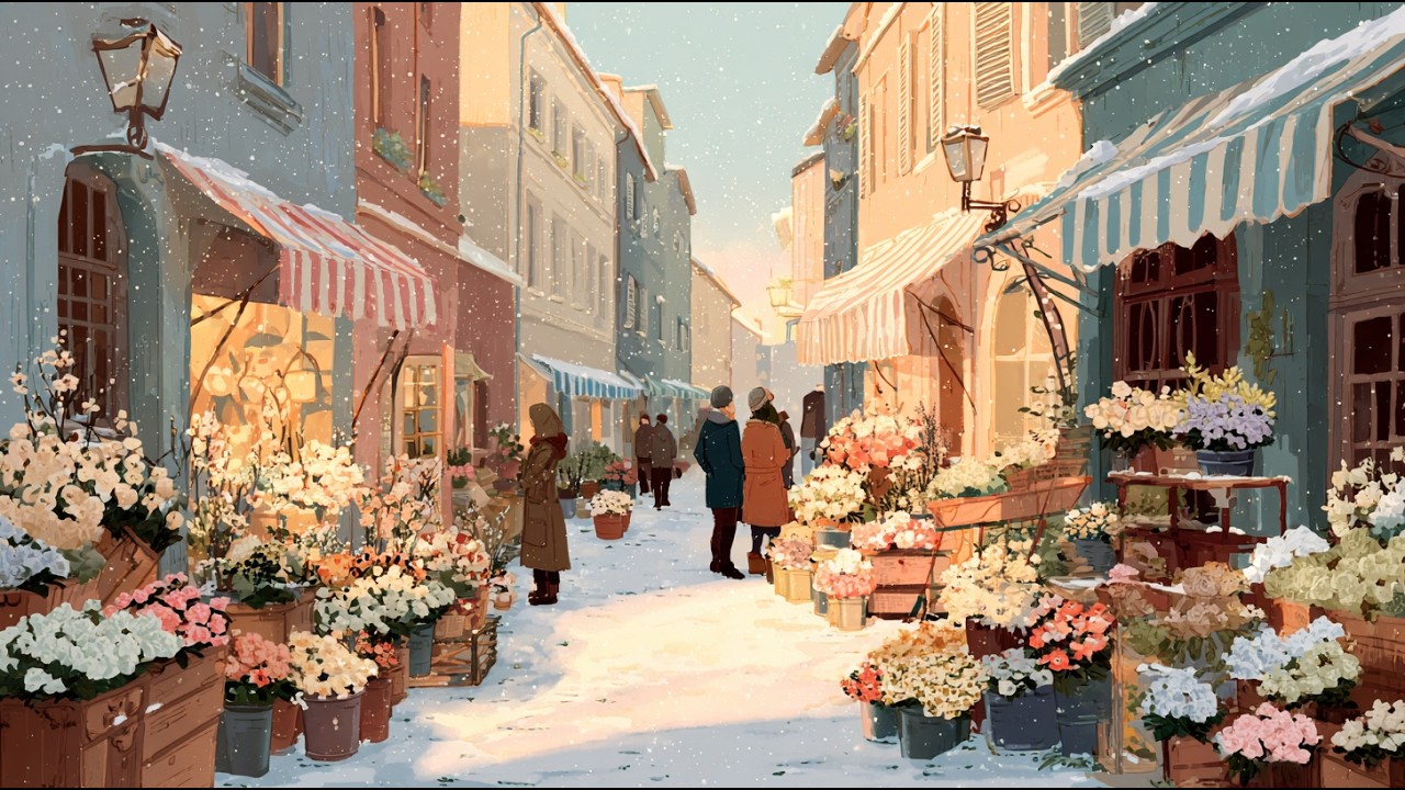 Cold Night on a Paris Flower Street 🌸❄️ Soft Vintage Jazz with Chet Baker & Bill Evans