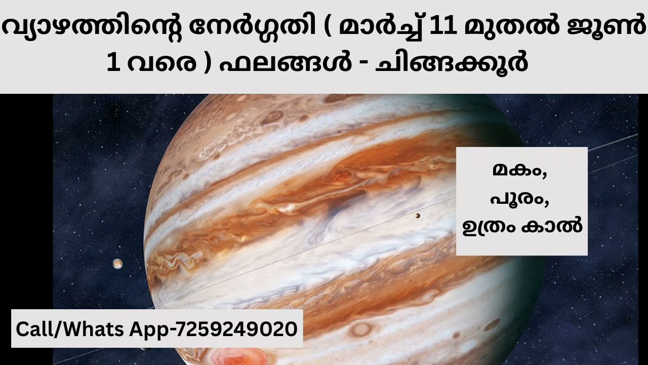 വ്യാഴത്തിന്റെ നേർഗതി ( മാർച്ച്‌ 11 മുതൽ ജൂൺ 1 വരെ ) ഫലങ്ങൾ - ചിങ്ങക്കൂർ ( മകം, പൂരം, ഉത്രം 1/4 )