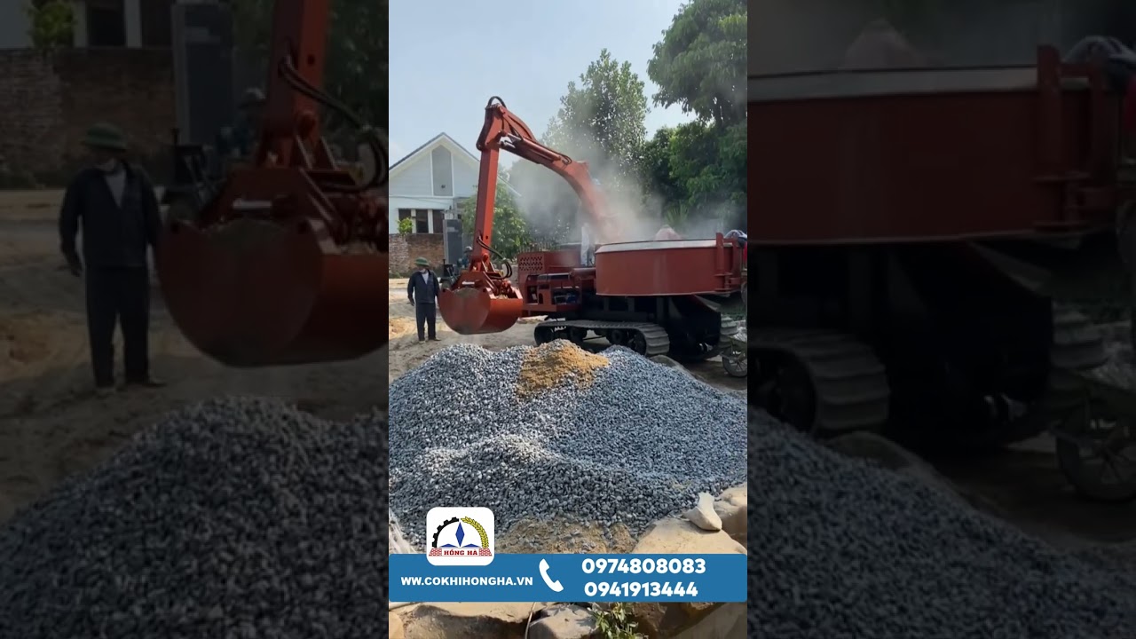 [Thực tế] M&aacute;y trộn b&ecirc; t&ocirc;ng tự cấp liệu b&aacute;nh x&iacute;ch 9bao l&agrave;m việc tr&ecirc;n c&ocirc;ng trường|M&aacute;y x&acirc;y dựng Hồng H&agrave;