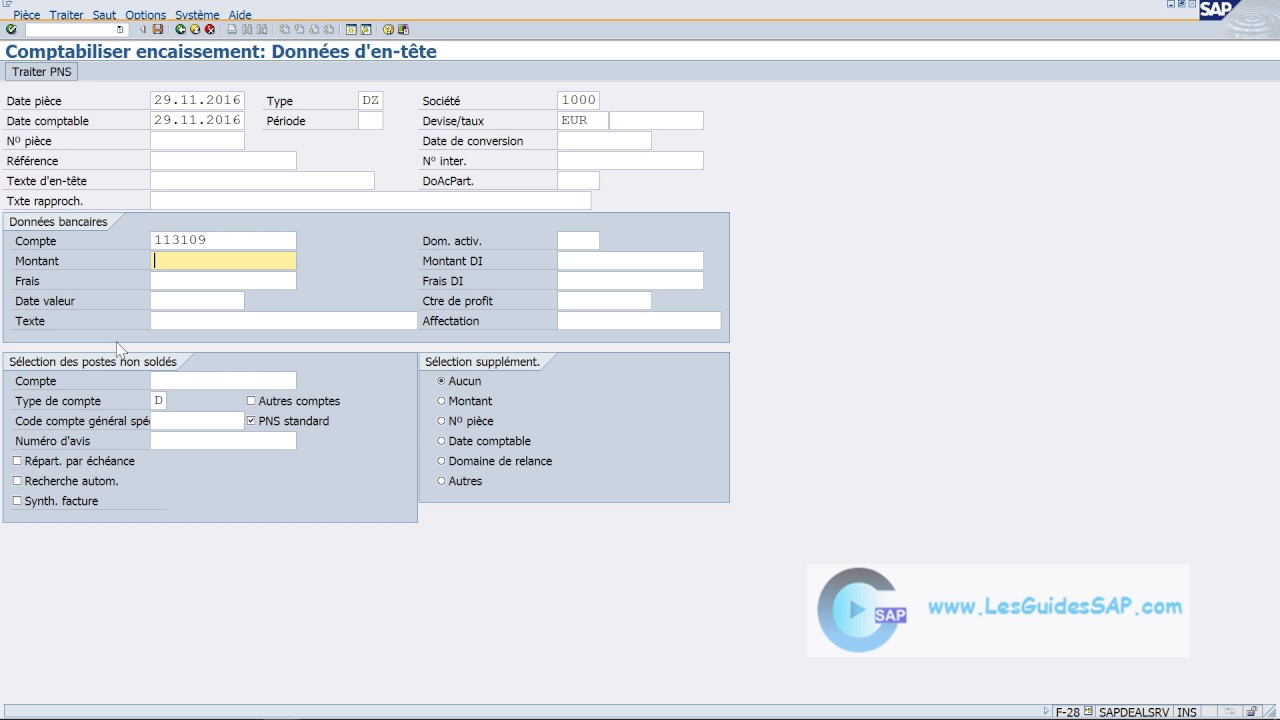 F-28 : Comptabiliser Encaissement