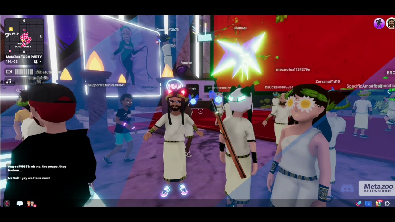 Waifumon Metazoo party in Metaverse Decentraland Toooga!