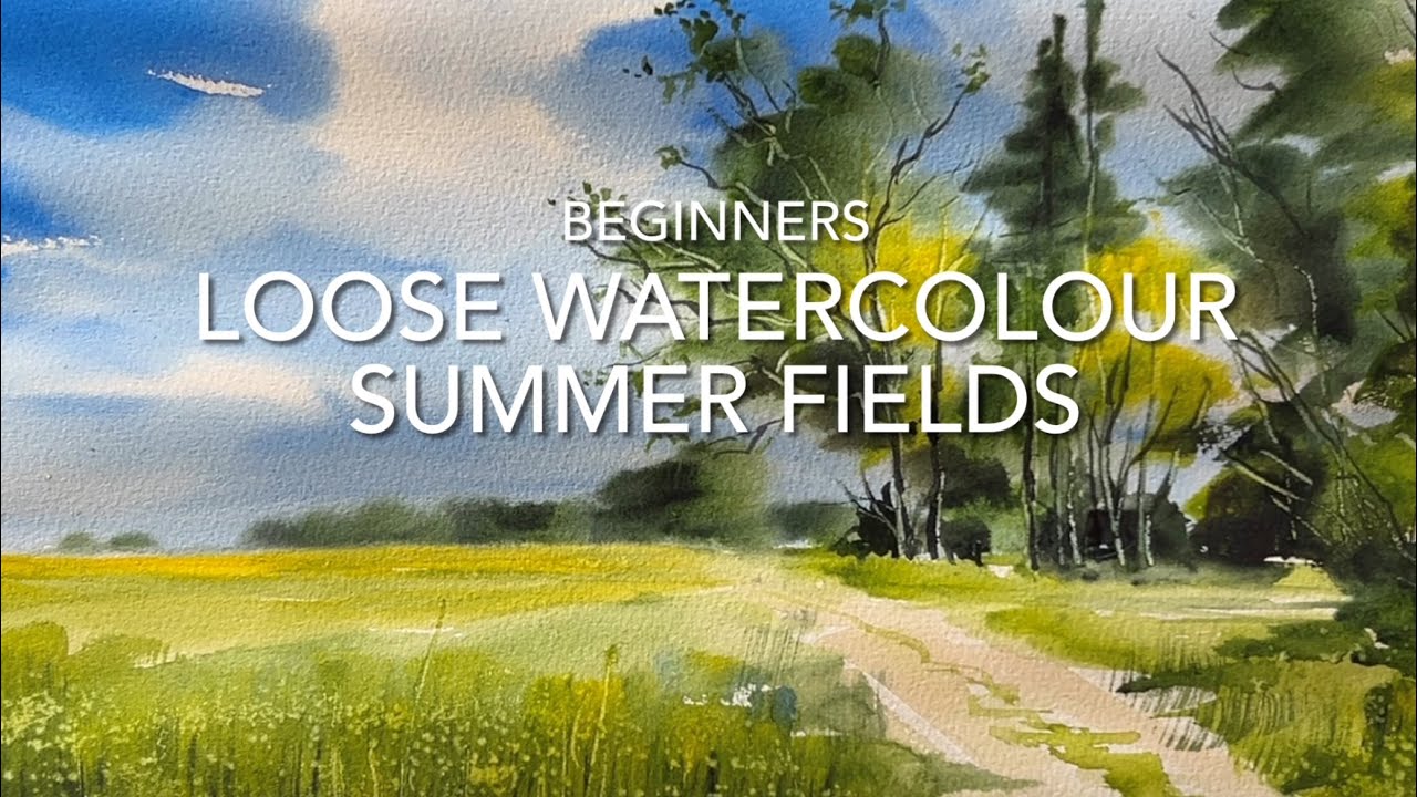 PAINT A LOOSE WATERCOLOR SUMMER FIELD! Beginners WATERCOLOUR Landscape Painting, Techniques Tutorial