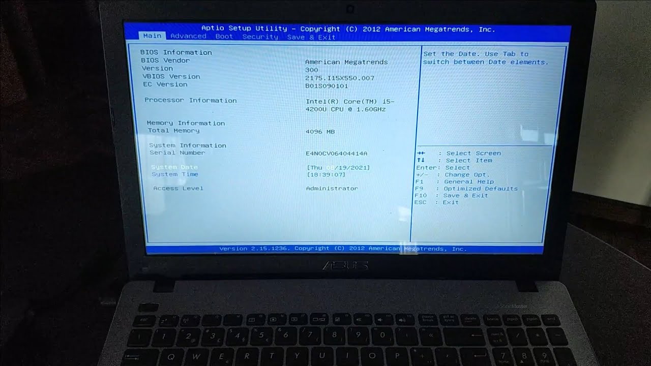 Asus X550L - How to access BIOS setup and Boot Menu