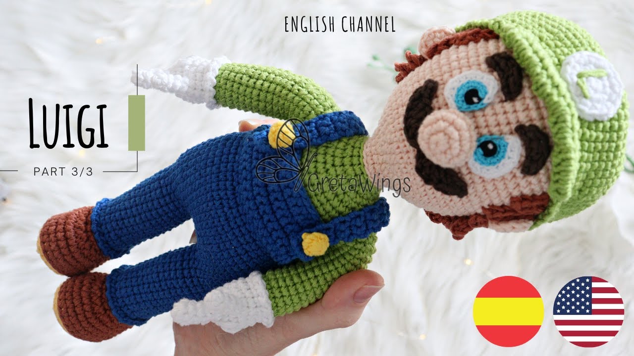 Luigi and Mario Bros Amigurumis - Tutorial Part 3/3 Spanish Sub 🇺🇸🇪🇸/ GretaWings