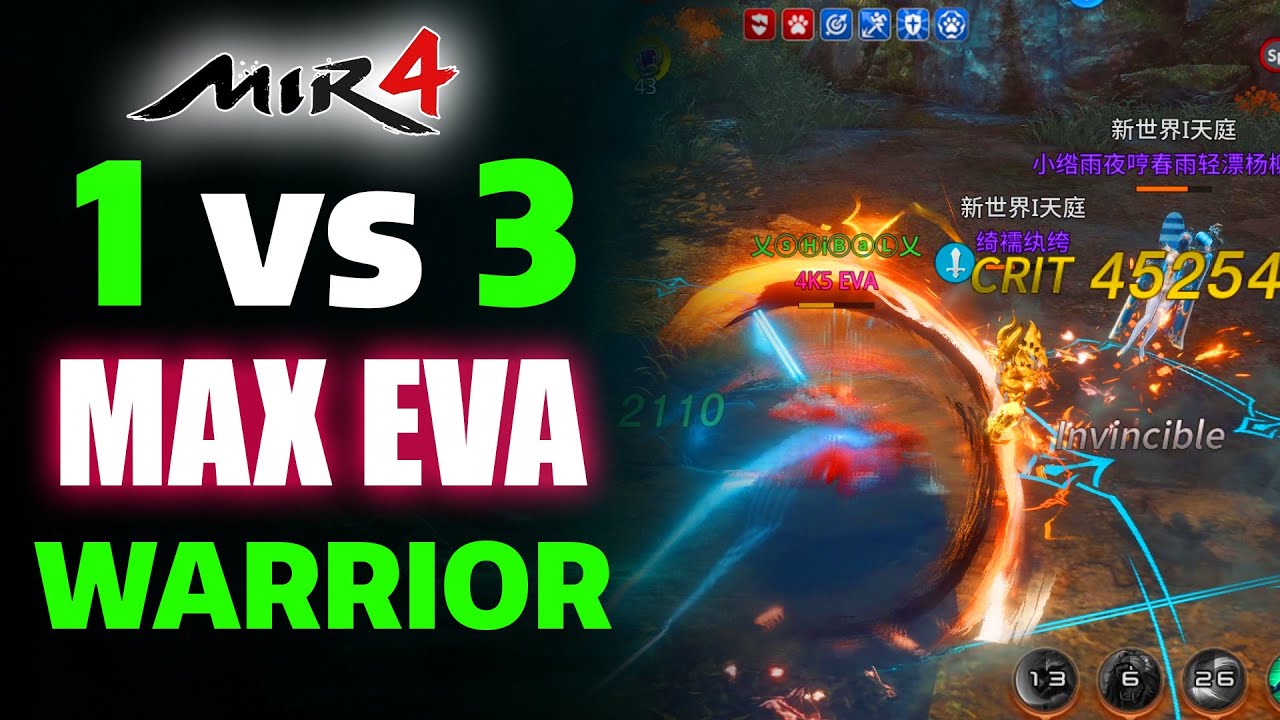 MIR4 PvP: 1 vs 3 – The Power of MAX EVA Warrior!