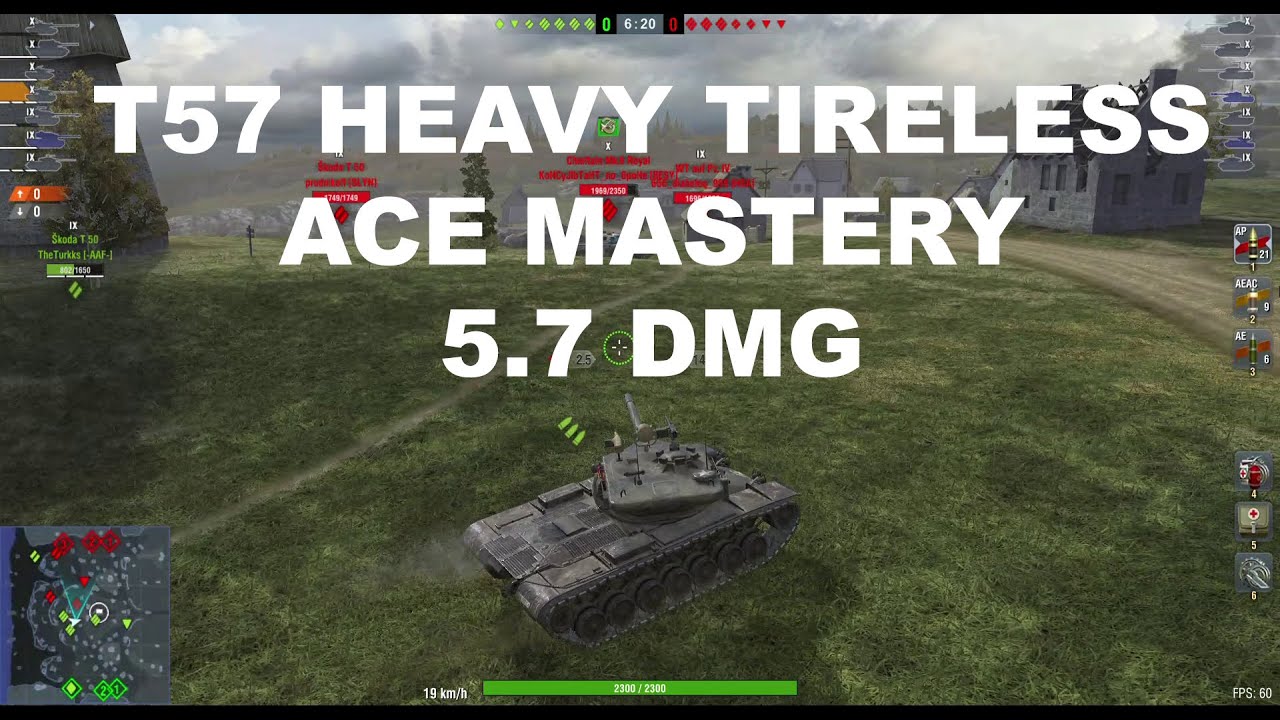 T57 HEAVY TIRELESS. Ace Mastery. 5.7 DMG. WOT Blitz.