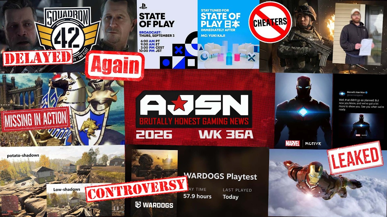 AJSN WK36A - Squadron 42 DELAYED AGAIN, Iron Man LEAKS, State of Play, Ubisoft FORGETS Game, Wardogs