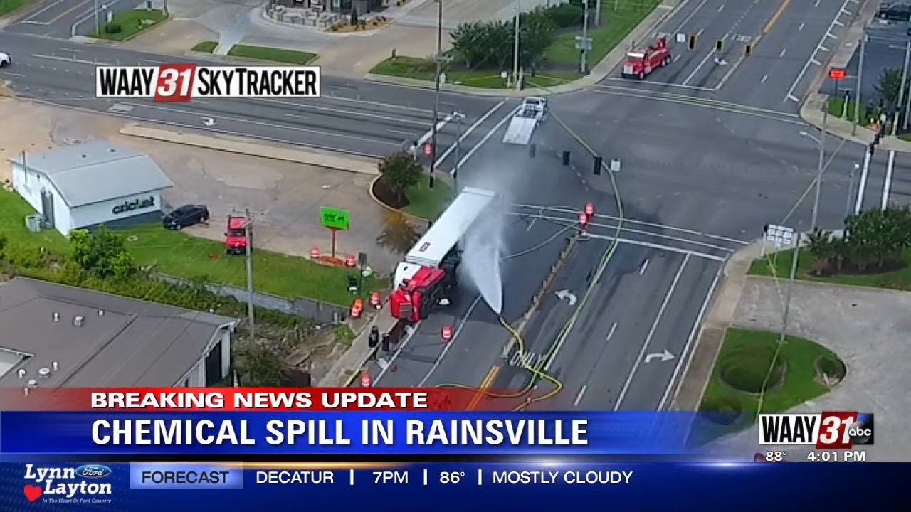 Drone video shows dangerous chemical spill in Alabama