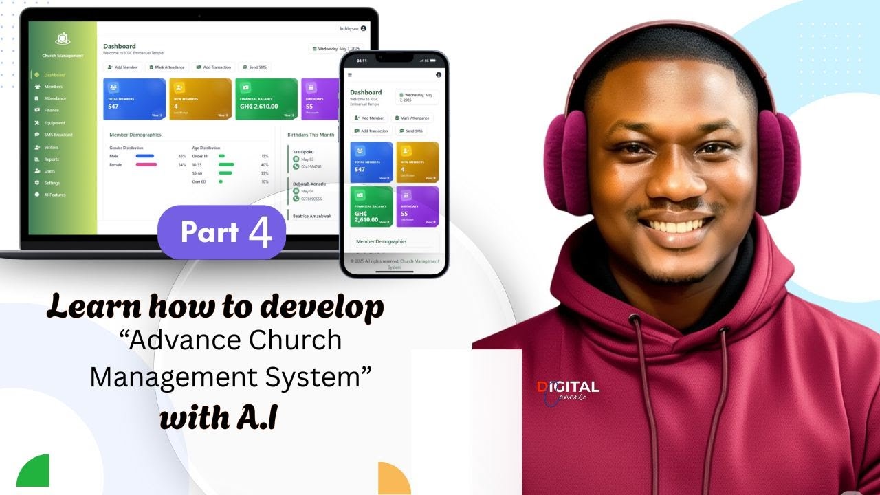 Learn How to Develop an Advanced Church Management System Using A.I | Part 4