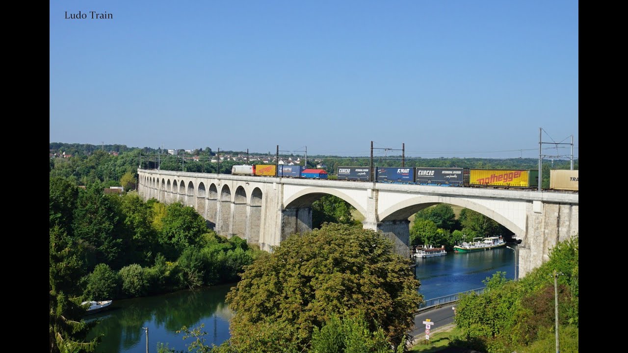 Quelques trains sur le viaduc de Saint-Mamm&egrave;s