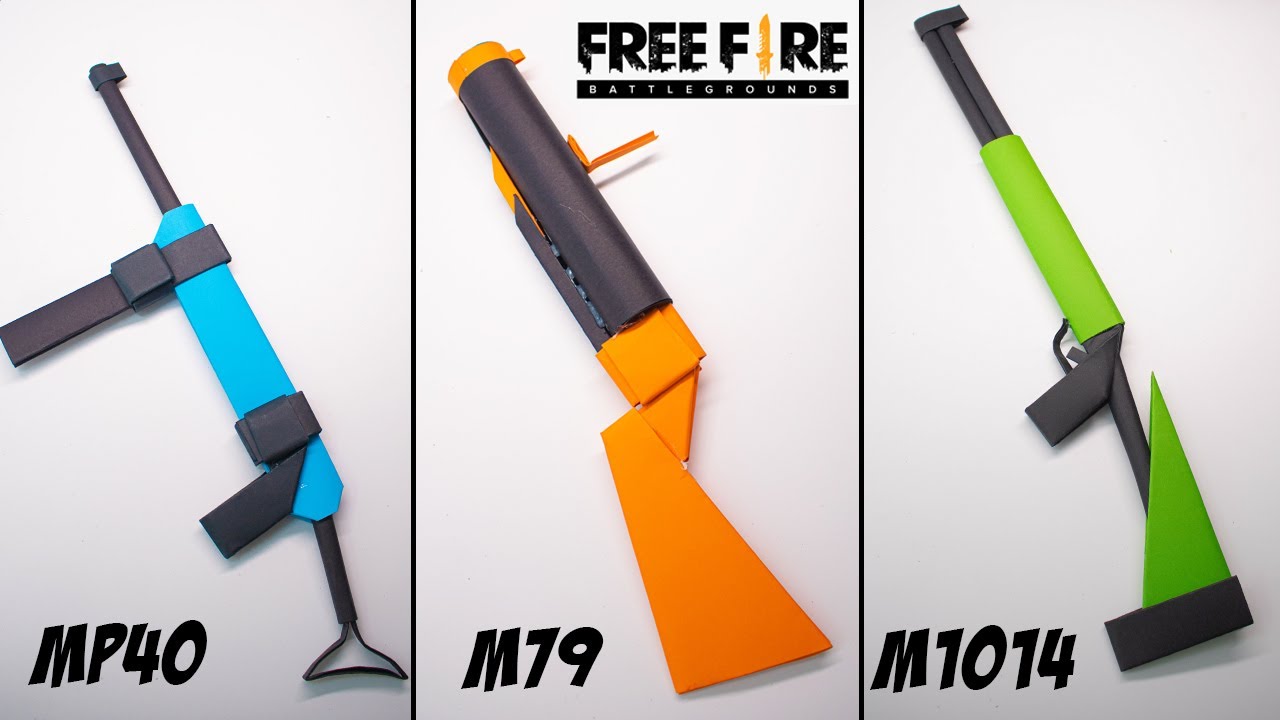 03 крутых бумажных пистолета оригами FreeFire || МП40 | М79 | М1014