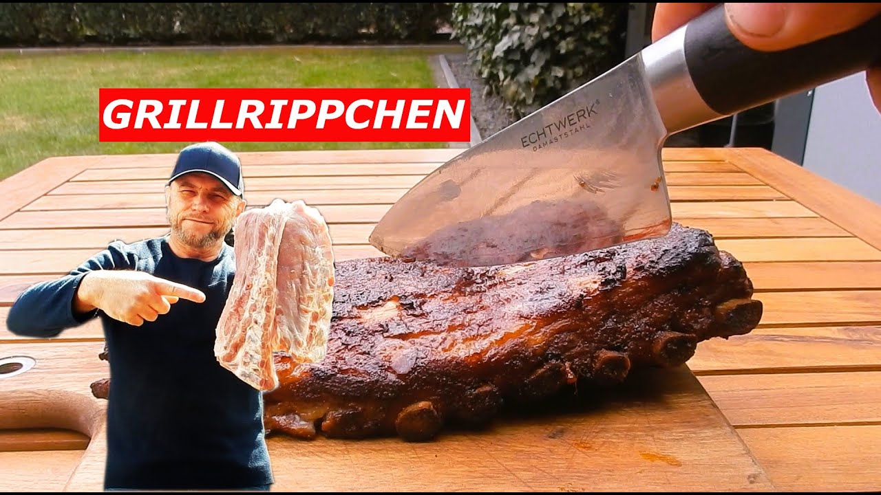 Perfekte BBQ Dicke Rippe oder Spareribs im Gasgrill. Zart, saftig, würzig. Granatapfel Marinade.