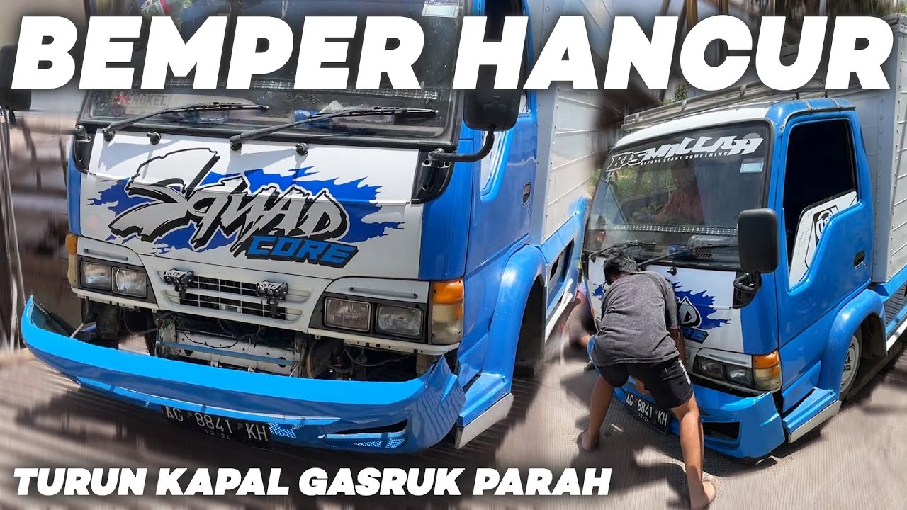 BEMPER HANCUR TOTAL‼️ Truk Squadcore Naik Kapal Bemper Gasruk Parah