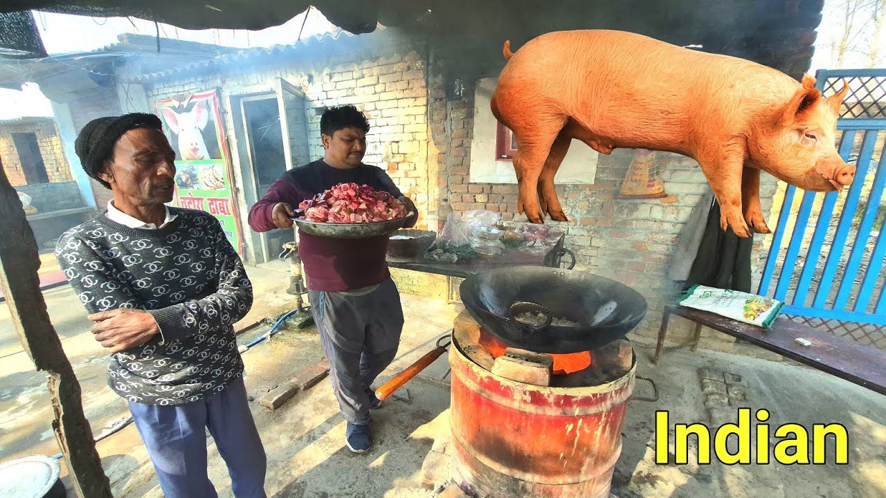 सुअर कुंडी कबाब आसान Recipe || village cooking pork kabab & eating vlog || chatora dhaba 
