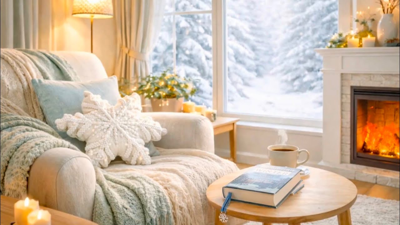 ❄️ Cozy January Fireplace Ambience for Relaxing & Reading | Winter Living Room Screensaver