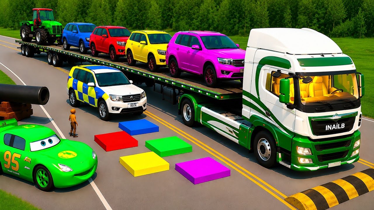 🚛💥 Single Flatbed Truck Transport vs Extreme Road Obstacles #92 | BeamNG.drive