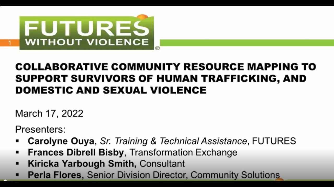 Community Resource Mapping to Support Survivors of Human Trafficking & Domestic and Sexual Violence