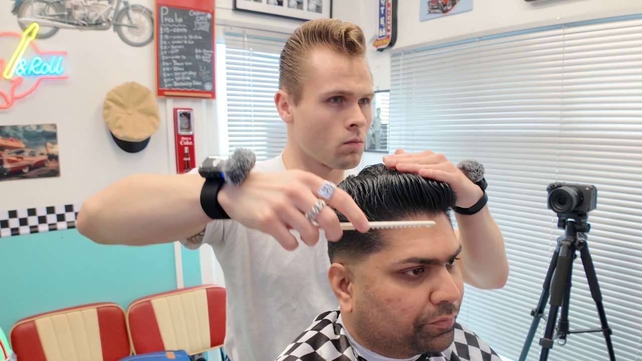 LEO took 2 HOURS to cut 🎤 ELVIS PRESLEY’s SIGNATURE cut ROCKABILLY POMPADOUR ASMR 2025 [16 August]