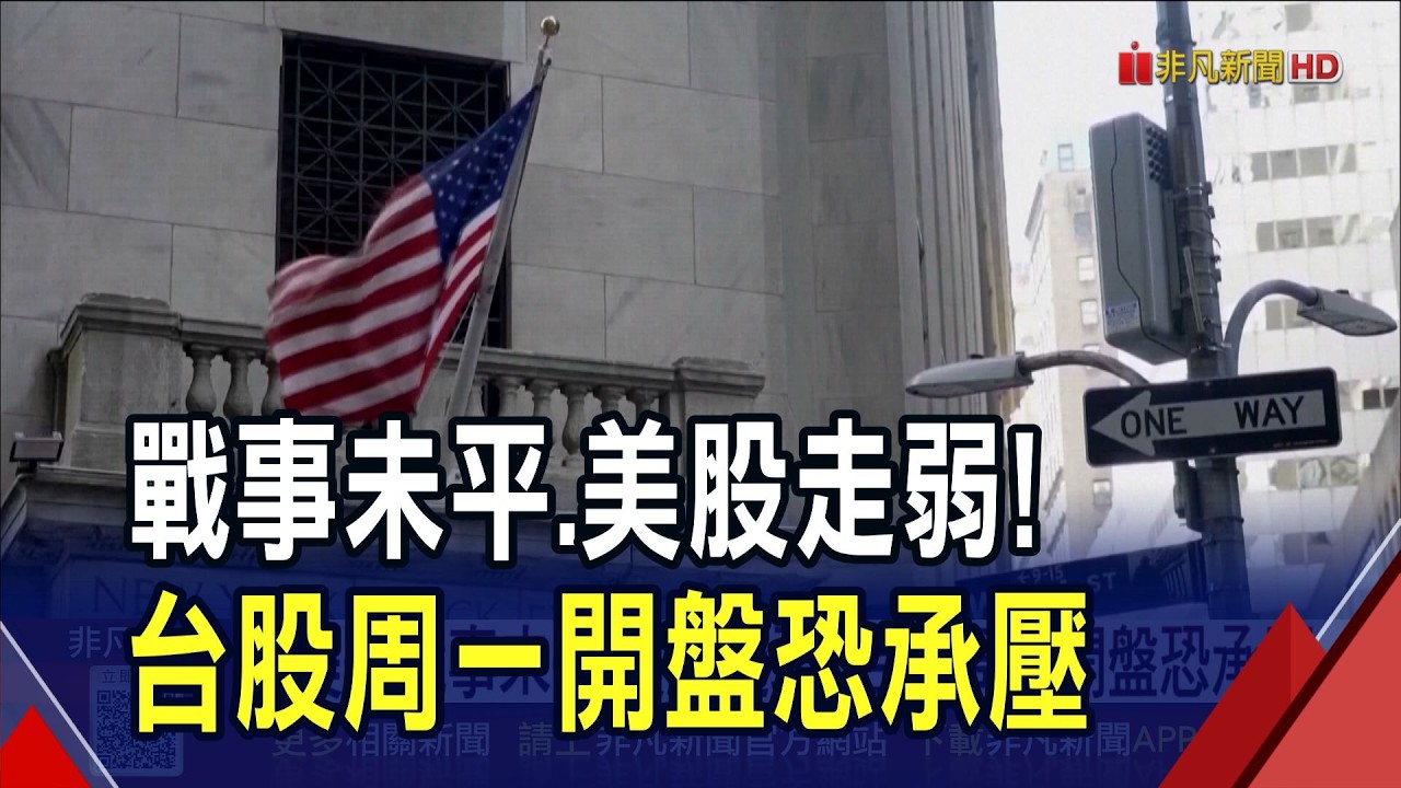 美伊戰事未平.美股走弱 台股周一開盤恐承壓 台股籌碼面較亂 專家籲觀察融資餘額水位.低點支撐力｜非凡財經新聞｜20260322