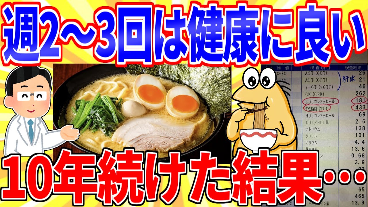 医者「家系ラーメンは週2～3回程度ならむしろ健康に良い」←10年続けた結果がこちら【2ch面白いスレゆっくり解説】
