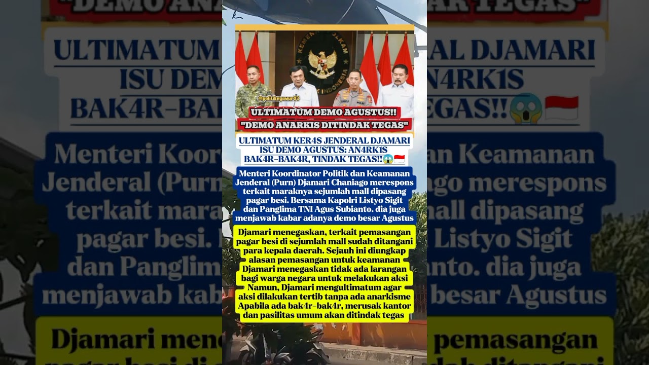 Jenderal Djamari Ultimatum Demo Agustus! #viralshort #politics #prabowo #beritaterkini #beritaviral