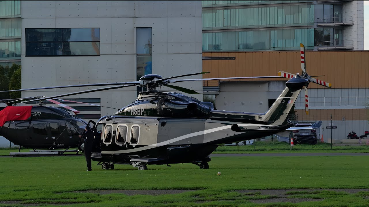 Leonardo AW139 Helicopter Landing Startup & Takeoff