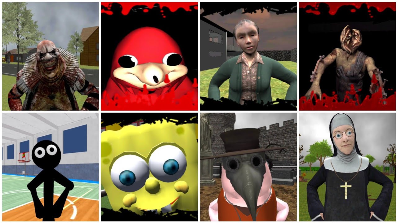 Caught Battle #17: Scary Clown Ugandan Granny Monster Stickman Sponge Piggy Nun Neighbor Escape 3D