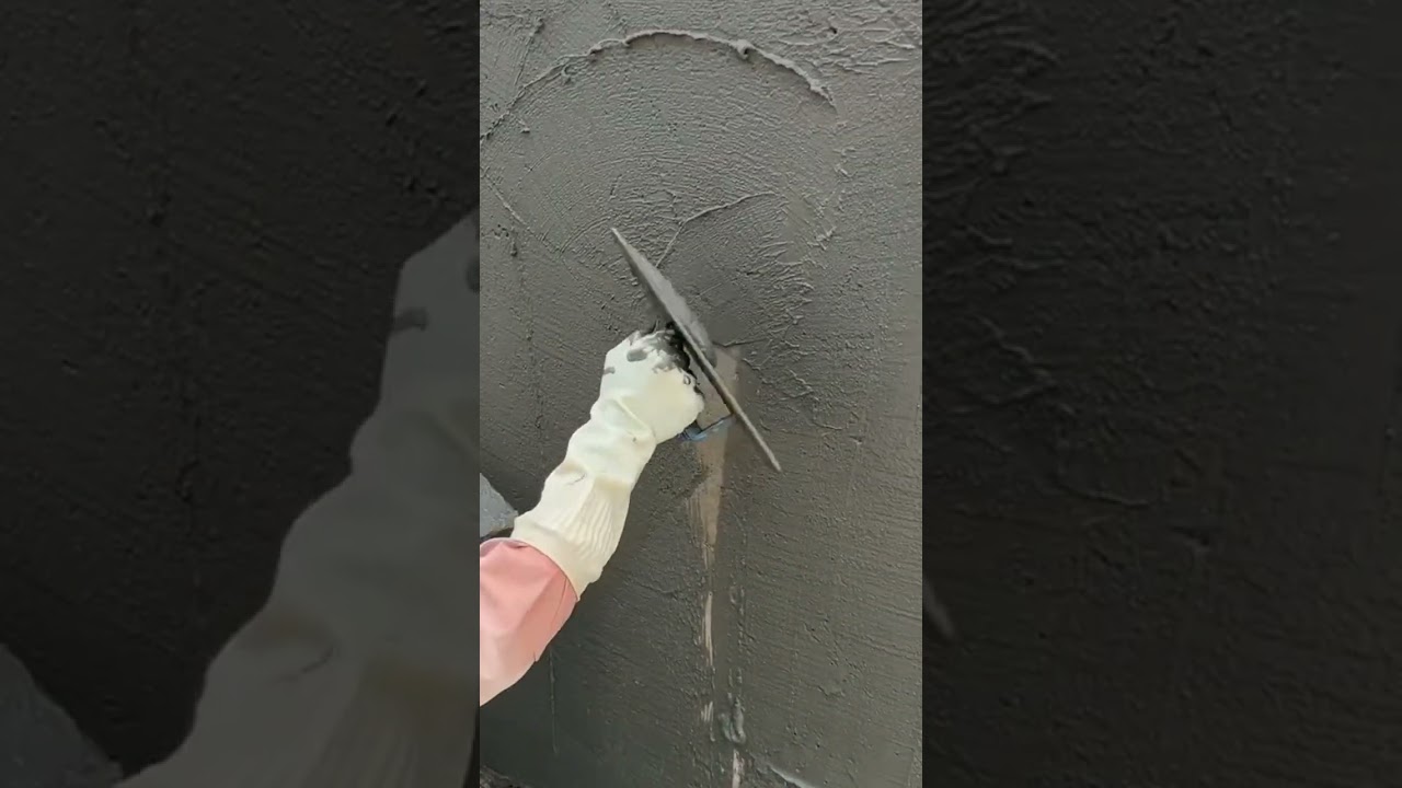 First Stage of Wall Finishing with Black Cement