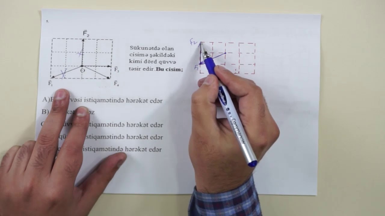 MHM Tədris Mərkəzi - Amil Əkbərov - Fizika - Nyuton qanunları - Əvəzləyici qüvvələr (test izahı)