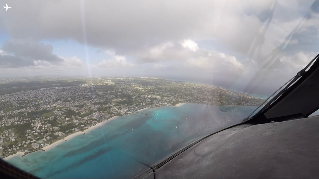Boeing B787-8 Dreamliner Cockpit View Landing at Bridgetown Barbados