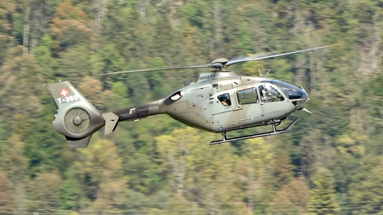 Eurocopter TH05 EC-635P-2+ Swiss Air Force Landing and Takeoff at Meiringen Air Base
