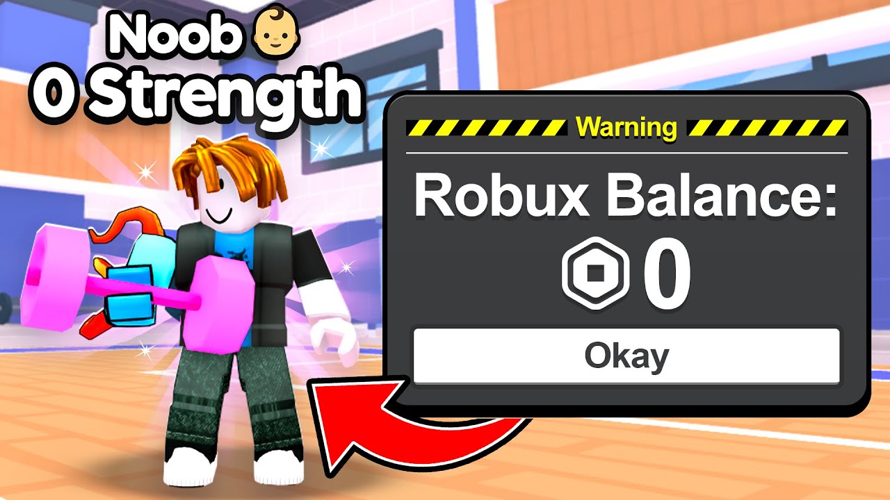 I Survived 24 Hours as NOOB with 0 Robux in Arm Wrestle Simulator! (Roblox)