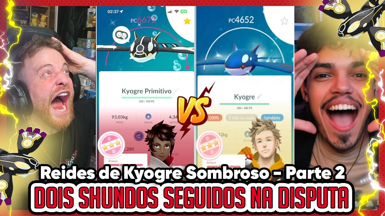 DOIS SHUNDOS SEGUIDOS (SHINY 100%) | RAIDS DE KYOGRE SOMBROSO ft. @Cagalho Silva - Pokémon GO