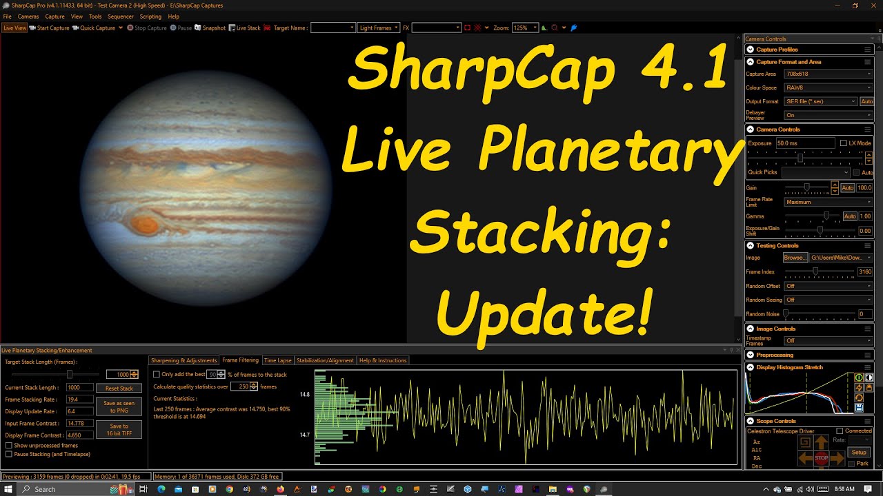 Live Planetary Stacking in SharpCap 4.1 Update - 12-4-2023