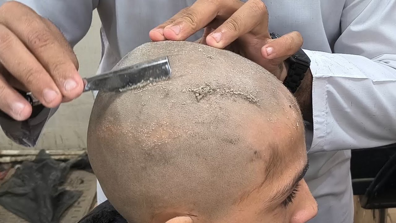 Hard dandruff remove head shave ASMR relaxing sound tutorial zaibi barber shop