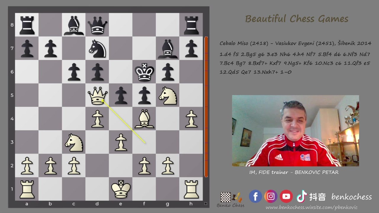 Crush the Dutch Defense 1 d4 f5 2 Bg5 | Beautiful Chess Game | Cebalo - Vasiukov, Sibenik 2014