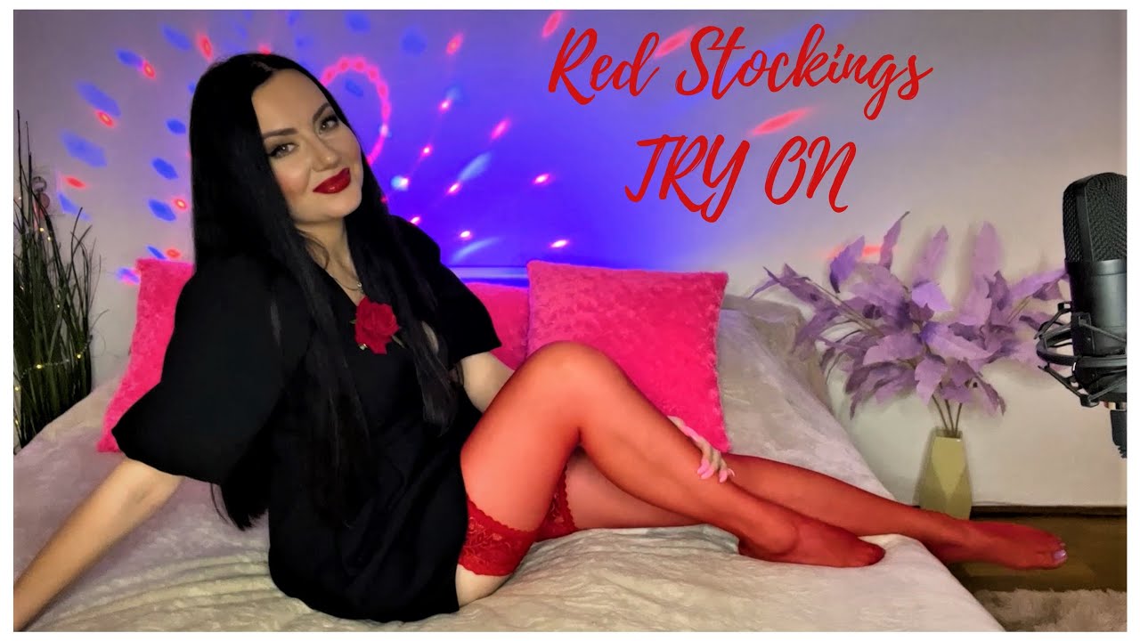 Red Nylon Stockings Try On 💕 Soft Spoken ASMR Try On