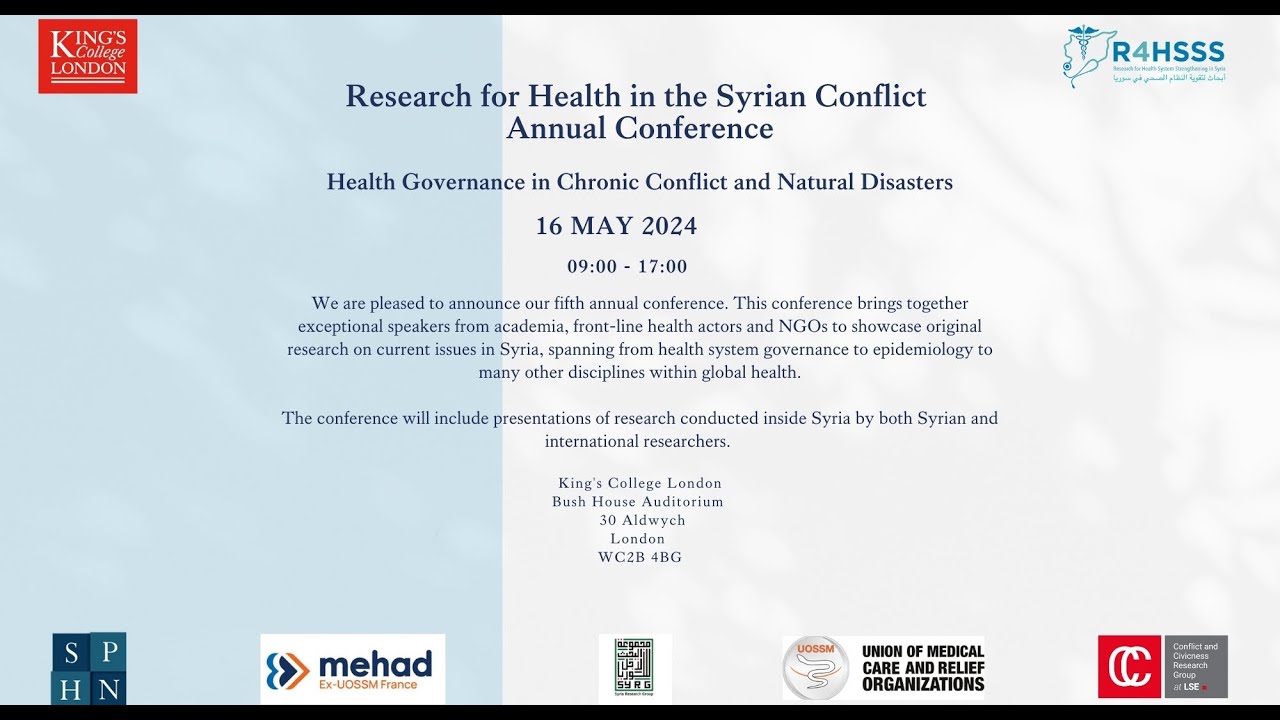 The Fifth Research for Health in the Syrian Conflict Annual Conference 2024