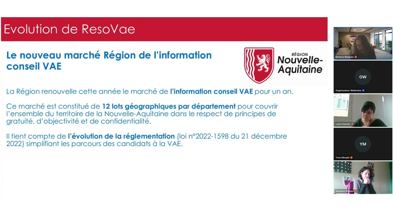Évolution de Resovae pour les PRC de Nouvelle-Aquitaine